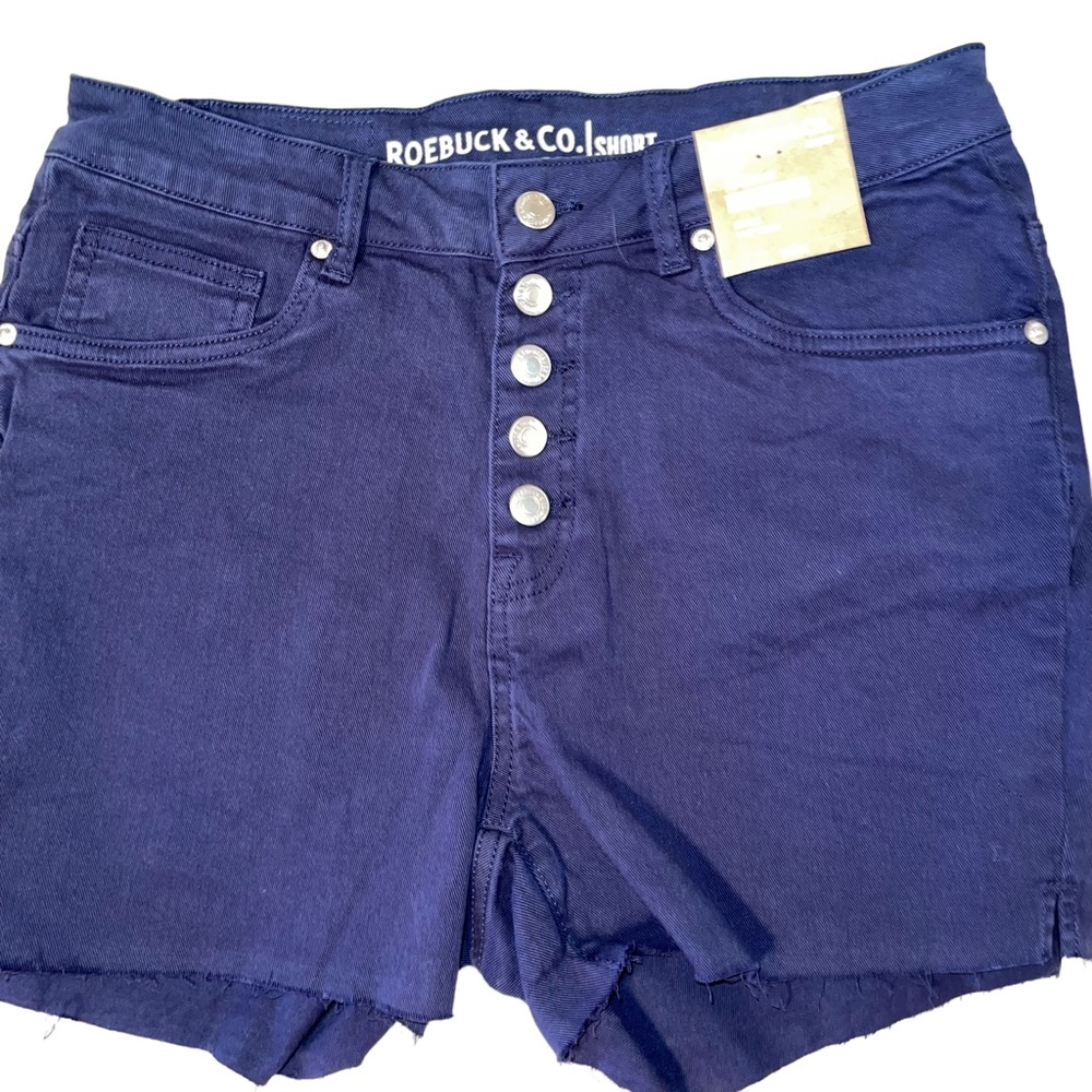 NWT Roebuck & Co Women’s Shorts Mid Rise Size 12 Regular Navy Button Fly